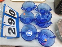 7 PC - COBALT BLUE DEPRESSION GLASS BOWLS