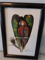 Feather Art Signed By Artist 9 1/2"x14