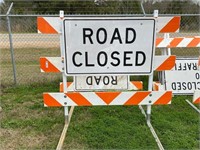 (2) ROAD CLOSED SAFETY BARRIERS