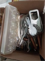 Box full of kitchen utensils