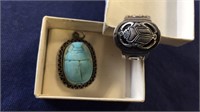 Sterling Scarab Ring and Pendant