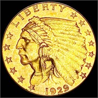 1929 $2.50 Gold Quarter Eagle CLOSELY UNC