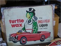 "Turtle Wax" Metal sign.
Approx. Size 12x15.