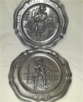 2 Pewter wall plaques 1776 & 1773 . Marked