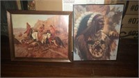 2 signed Native American artwork.  Framed desert