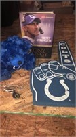 Colts group. Tony Dungy book, Necklace, bear with