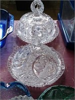 2 very pretty coversd glass dishes with dome type