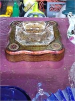 Made in Italy decorative ashtray.
Base is wood.