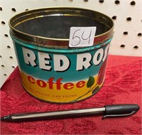 ANTIQUE RED ROSE TIN