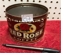 ANTIQUE RED ROSE TIN