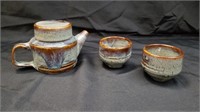 Decorative Ceramic Teapot with 2 Small Cups made