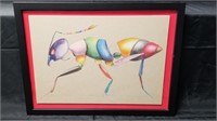 Framed Pastel Insect art piece by former Lititz