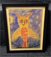 Framed Wise Owl Drawing by former Lititz Christia