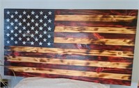 Natural Wood American Flag Art Piece -