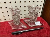 PAIR ANTIQUE CRYSTAL CANDLE HOLDER
