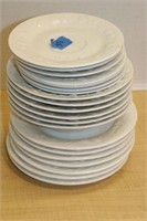 SELECTION OF WHITE RAISED PATTERN DISHES