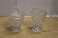 CRYSTAL CREAMER & COVERED SUGAR BOWL