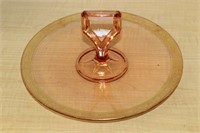 PINK CENTER  HANDLED SERVING TRAY