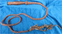 6FT VINTAGE WOOD HANDLE LEATHER BULL WHIP