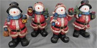 4 RESIN MOLDED SNOWMEN FIGURINES*TII COLLECTION