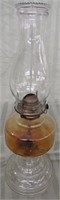 CLEAR GLASS OIL LAMP W/LOTUS CYLINDER