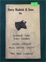 Harry Rudnick & Son Livestock Sales Diary Book