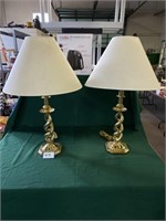 Set of Gold Finish Twisted Table Lamps