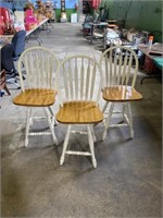 (3) Wooden Bar Chairs