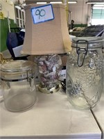 Small Sea Shell Lamp, (2) Glass Canisters