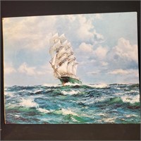 Vtg Bernard Picture Company Lithograph Print Ship