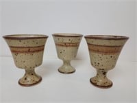 Studio Art Signed 4.5" Clay Wine Goblets