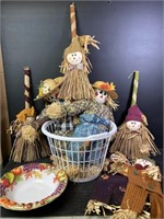 Basket of Straw Fall Decor Brooms Bowl Dolls