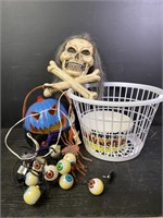 Halloween Decorations in Basket Lights Skull