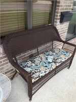 56" wide plastic outdoor wicker bench like new