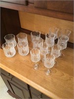 Pressed crystal unmarked glasses 14 pcs