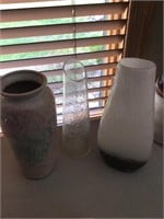 Trio of beautiful glass vases
