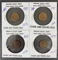 Four Early Date Indian Head Cents