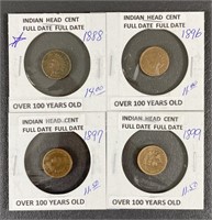 Four Early Date Indian Head Cents