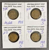 Four Pack of Early Date Lincoln Wheat Cents
