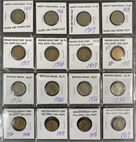 Sixteen Various Early Date Coins