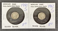 1940-S & 1942-S Mercury Dime (90% Silver)