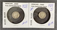 1928 & 1929-S Mercury Dime (90% Silver)