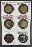 Six Kennedy Half Dollar Coins