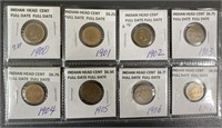 Eight Early Date Indian Head Cent Coins