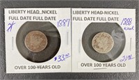 1887 & 1888 Liberty Head Nickels