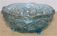 BLUE GLASS FOOTED BOWL