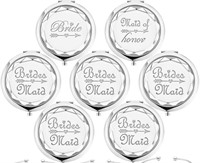 7 pack of brides maid and bride compact mirrors,