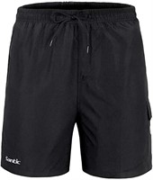 SANTIC Men's Bike Shorts, Black Large