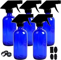 NEW - Youngever 5 Pack Empty Blue Glass Spray