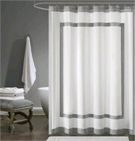 NEW - hometrends fabric Shower curtain with border